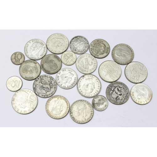 1245A - Qty of assorted world coins, all with some silver content, XRF confirmed, approx 120.81g gross