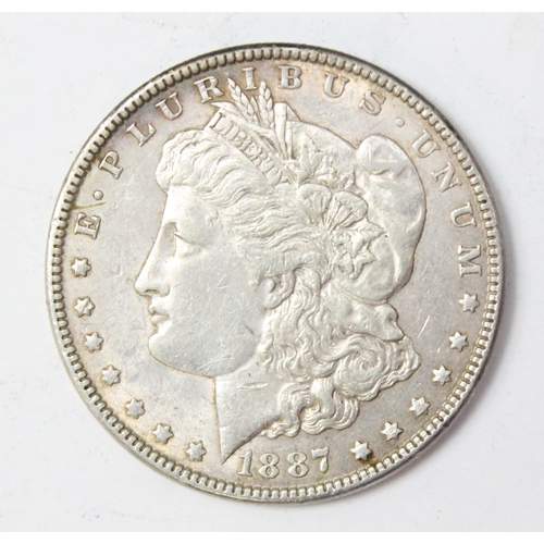 1273 - 1887 USA silver Morgan dollar, Philadelphia mint, approx 26.66g gross