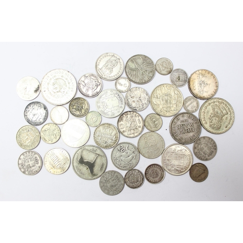 1278 - Qty of assorted mixed world coins, all with silver content, approx 233.86g gross