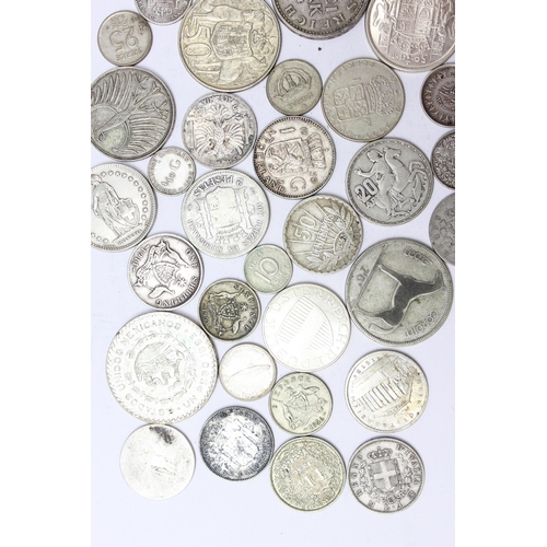 1278 - Qty of assorted mixed world coins, all with silver content, approx 233.86g gross