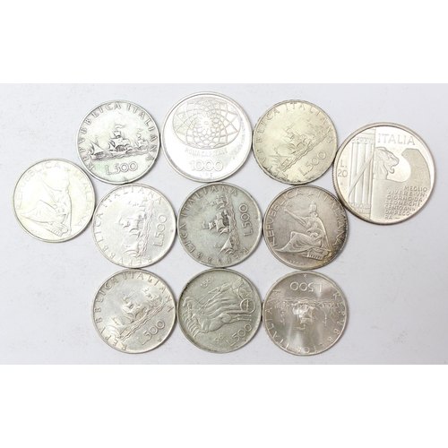 1280 - Qty of assorted Italian coins, all with silver content, approx 129.24g gross