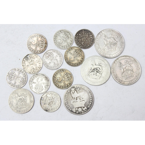 1282 - Qty of assorted British full silver coins, George IV and later to inc a high grade 1902 & 1915 shill... 