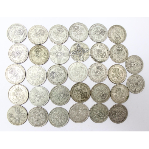 1285 - 32 florin coins, all 1920-1946 half silver date range, approx 356.56g gross