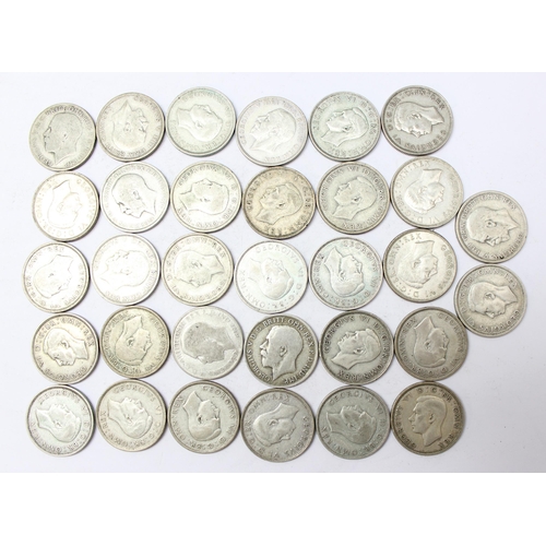 1285 - 32 florin coins, all 1920-1946 half silver date range, approx 356.56g gross