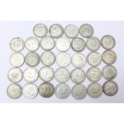 1286 - 32 florin coins, all 1920-1946 half silver date range, approx 355.68g gross