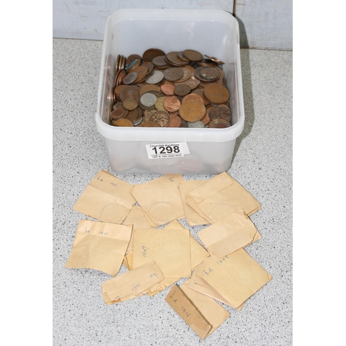 1298 - Qty of assorted mixed antique and later British coins, approx 3.2kg gross