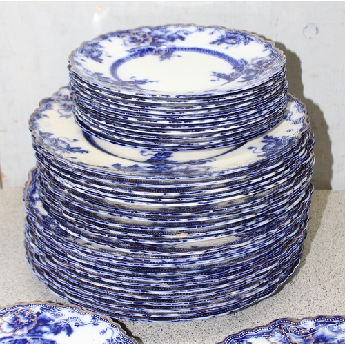 1827 - Qty of Antique blue and white pottery to include meat plates and terrines by W. Adams and sons