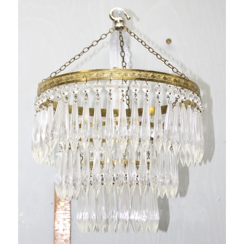 261 - An Art Deco period 3 tier crystal drop chandelier, approx 27cm in diameter