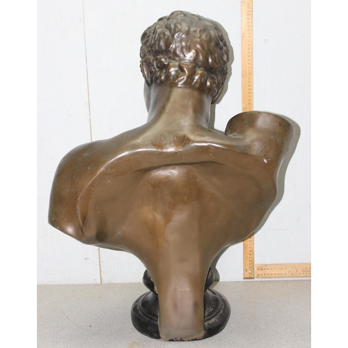 298 - A large bronzed figure of a classical male bust, approx 76cm tall