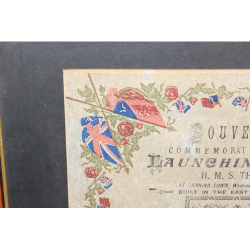 496 - A rare early 20th century commemorative paper napkin commemorating the Launching of HMS Thunderer in... 