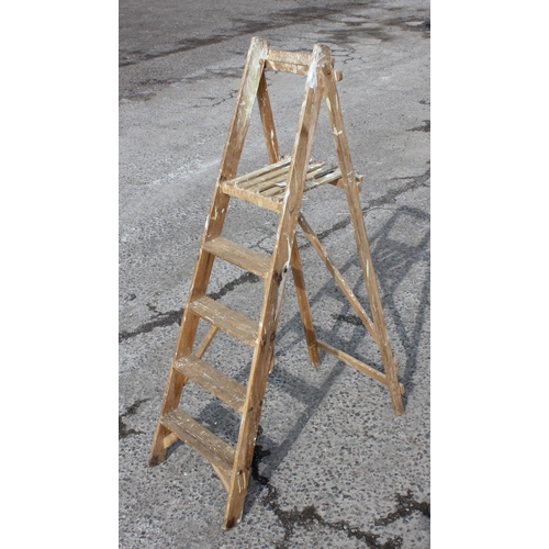 163 - 2 vintage wooden step ladders