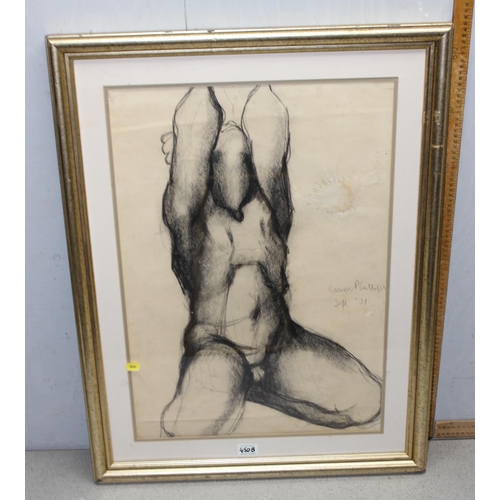 414A - 3 pictures: Rowan Phillips (XX, Zimbabwe), Charcoal portrait of a nude male, signed and dated 1971; ... 