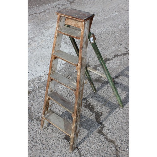 163 - 2 vintage wooden step ladders