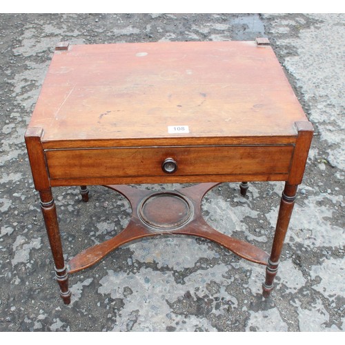 89 - Edwardian side table, approx 61cm W x 39cm D x 60cm H, a barley twist standard lamp, round top low t... 