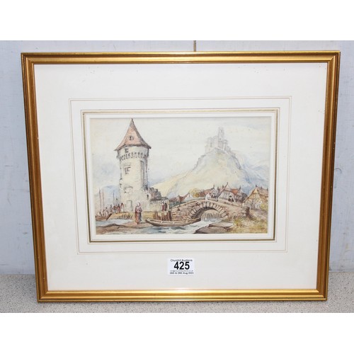 419 - 3 x antique watercolours, largest approx 51cm x 39cm inc frame