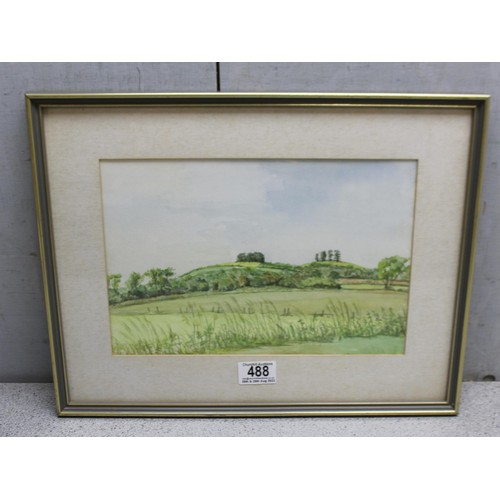 424A - Of local interest, 2 watercolours, 1 of East Hagbourne signed H. Russell 1919,  another titled 'Witt... 