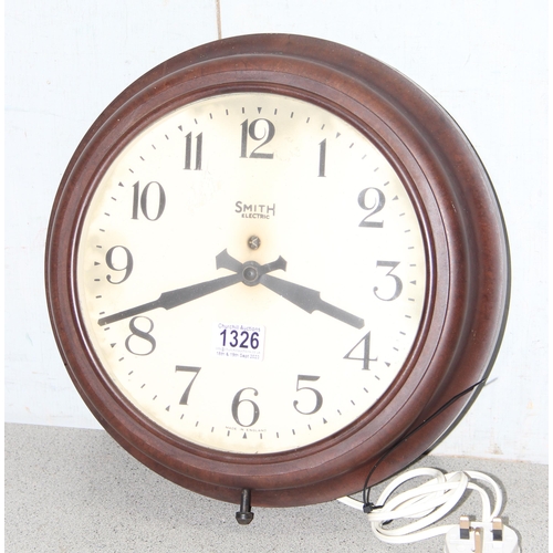 1326 - Vintage Smith electric Bakelite clock with early electrical movement, diameter approx. 35cm