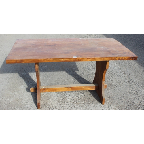 147 - A vintage rustic Elm farmhouse table, approx 153cm wide x 85cm deep x 78cm tall