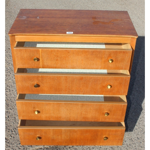 151 - A retro Lebus 4 drawer chest of drawers, approx 78cm wide x 43cm deep x 90cm tall