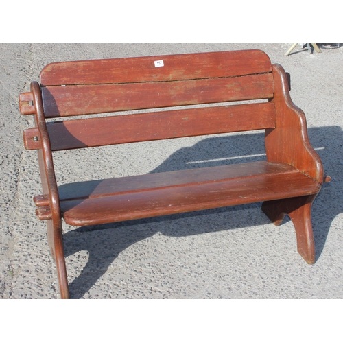 157 - Wood garden bench, approx 120cm wide x 59cm deep x 82cm tall