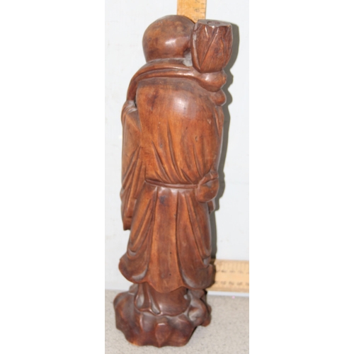 1815 - Vintage chip carved figure of an oriental man, approx 37cm tall