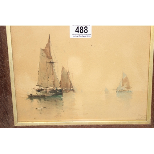 488 - 4 original marine schools paintings to include an oil on canvass signed Hilton