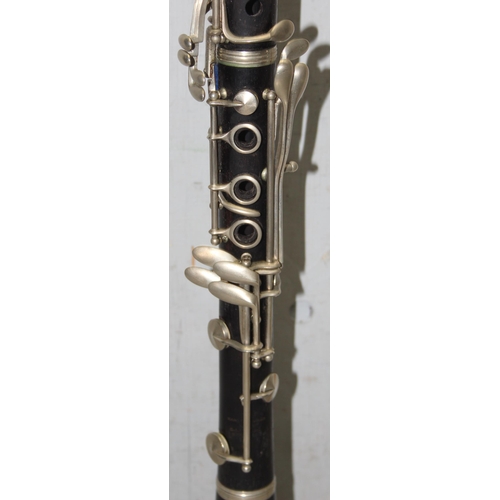 625 - E.J. Albert of Brussels, and antique part ebonised wooden clarinet in case, lacking mouthpiece, hous... 