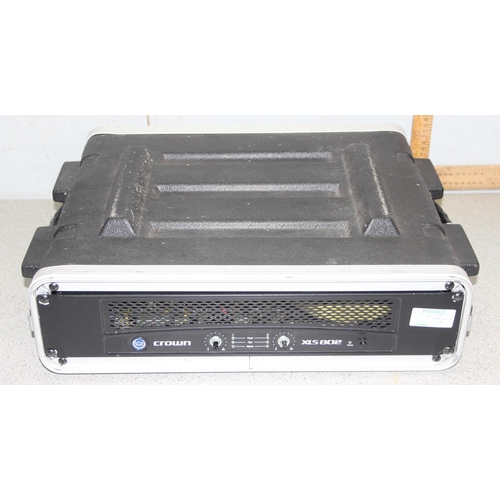 764 - Crown XLS 802 professional 1000W rack mounted power amp, with hard shell carry case