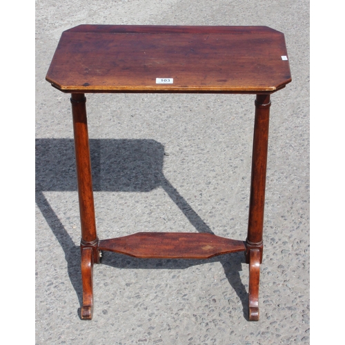 103 - A small 19th century mahogany side table, approx 57cm wide x 34cm deep x 73cm tall