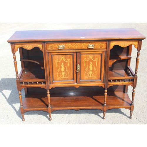 104 - An extremely decorative Edwardian period mahogany sideboard in the manner of James Shoolbred, decora... 