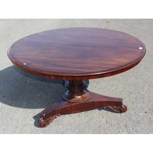 109 - A superb quality Victorian tilt top mahogany breakfast table on carved pedestal base, approx 130cm i... 