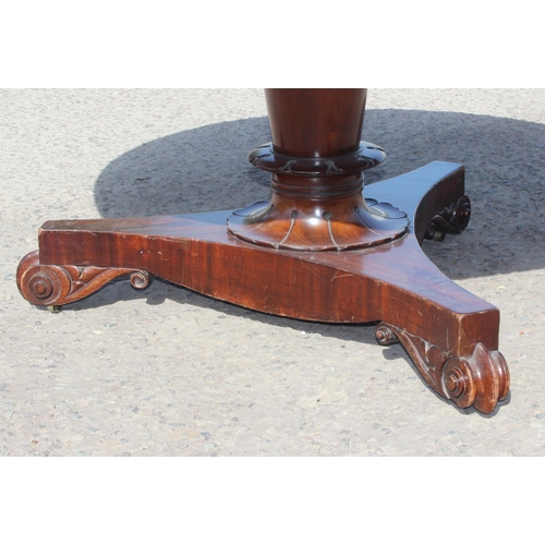 109 - A superb quality Victorian tilt top mahogany breakfast table on carved pedestal base, approx 130cm i... 