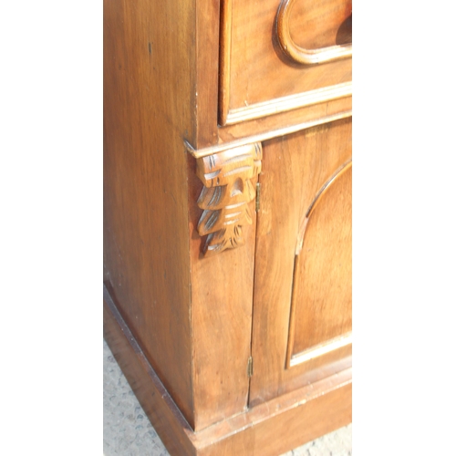 111 - A Victorian mahogany secretaire bookcase with cupboard base, approx 106cm wide x 43cm deep x 212cm t... 