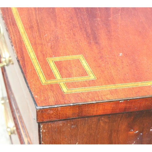 112 - An antique mahogany 2 over 3 chest of drawers with crossbanded inlay, approx 97cm wide x 52cm deep x... 