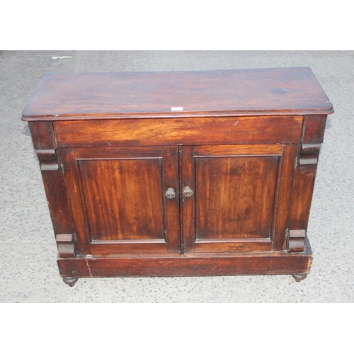 128 - An antique mahogany sideboard with 2 doors and drawer, approx 107cm wide x 39cm deep x 86cm tall