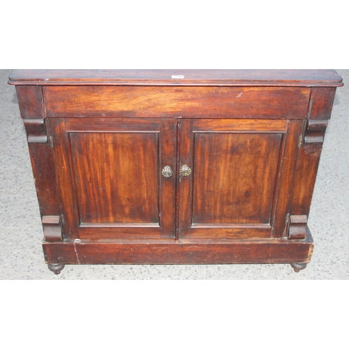 128 - An antique mahogany sideboard with 2 doors and drawer, approx 107cm wide x 39cm deep x 86cm tall