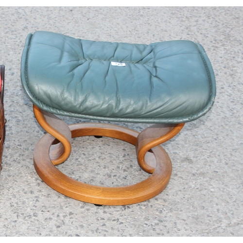 129 - A woven wooden storage trunk and a retro style footstool (2)