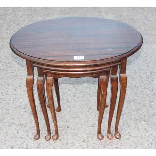 131 - Vintage nest of tables, the largest approx 58cm wide x 40cm deep x 51cm tall