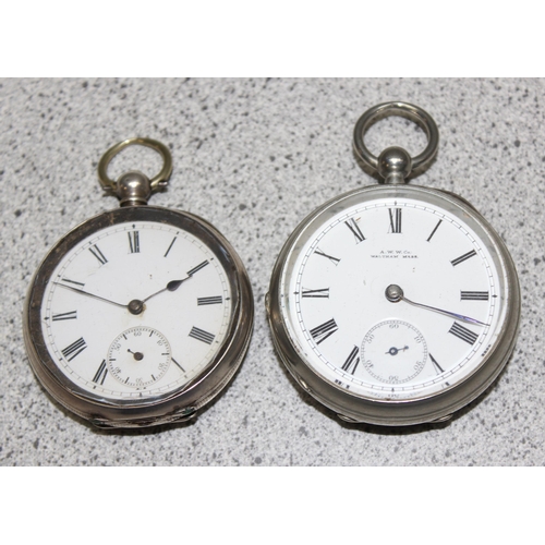 1315 - Waltham USA nickel plated Elgin 336 pocket watch and a Swiss continental silver 935 hallmarked pocke... 