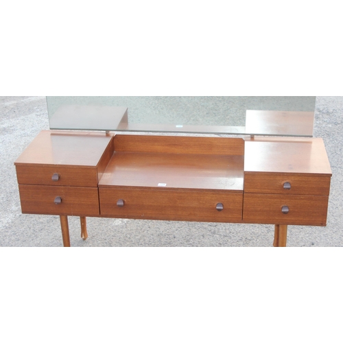 134 - Retro Avalon dressing table with 5 drawers and stool, approx 153cm wide x 44cm deep x 110cm tall