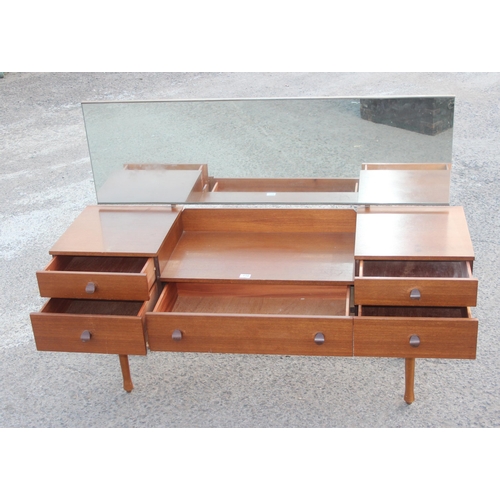 134 - Retro Avalon dressing table with 5 drawers and stool, approx 153cm wide x 44cm deep x 110cm tall