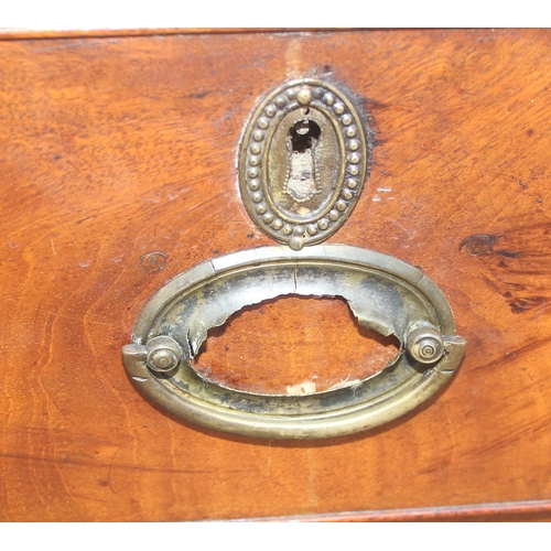 138 - Antique mahogany 2/3 chest of drawers with brass handles, approx 100cm wide x 38cm deep x 108cm tall