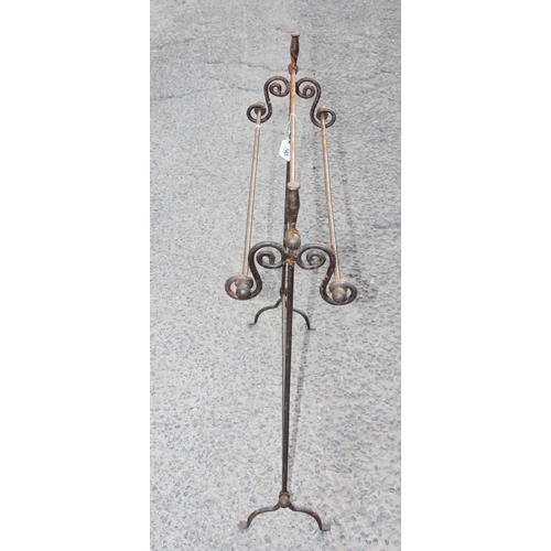 140 - Vintage wrought iron towel rail, approx 86cm wide x 25cm deep x 100cm tall