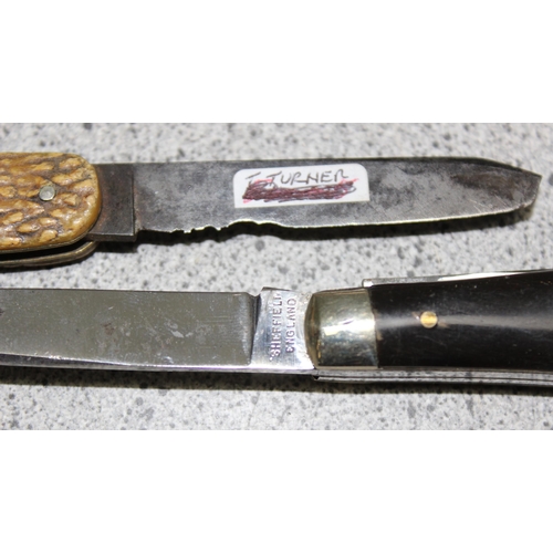 1435 - 4 x folding knives to incl Herbert Robinson, Harrison Brothers etc