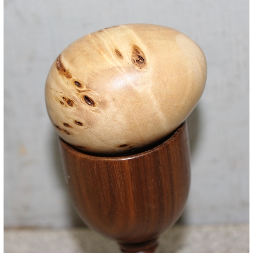 1617 - Linley turned wooden egg cup with wooden egg, in box