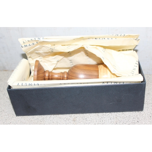 1617 - Linley turned wooden egg cup with wooden egg, in box