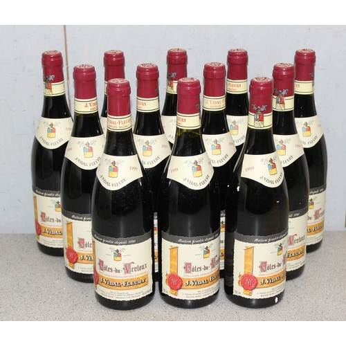 1607 - 12 bottles of 1999 Cotes-du-ventoux J. Vidal Fleury wine