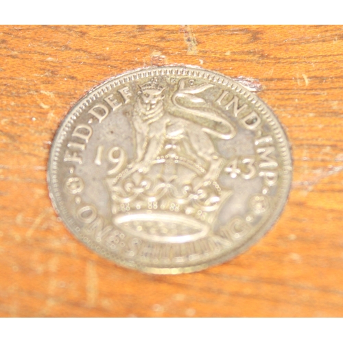 1610 - Decorative hanging bowl with impressed coin edging to include mostly shillings by Beedie of Dundee