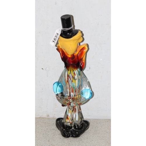 1624 - Large Murano multi-coloured glass clown approx 38cm tall