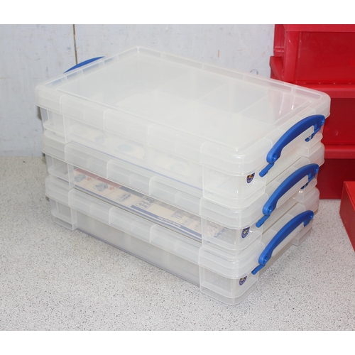 1716 - Various plastic lidded storage boxes